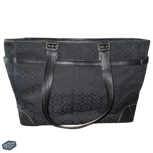 Coach Vintage Black/Royal Blue Voyager Signature Multifunction Tote/Diaper Bag - Picture 2 of 16